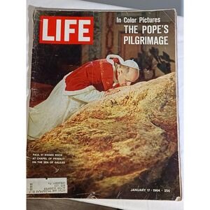 Vintage 1964 LIFE Magazine The Pope's Pilgrimage January 17 Religion Photo Issue